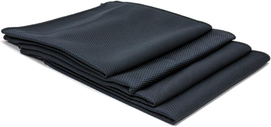 [Diamond Glass] Microfiber Window and Chrome Microfiber Towel (16"x16") Black - 10 Pack | Streak-Free, Lint-Free Glass Cleaning