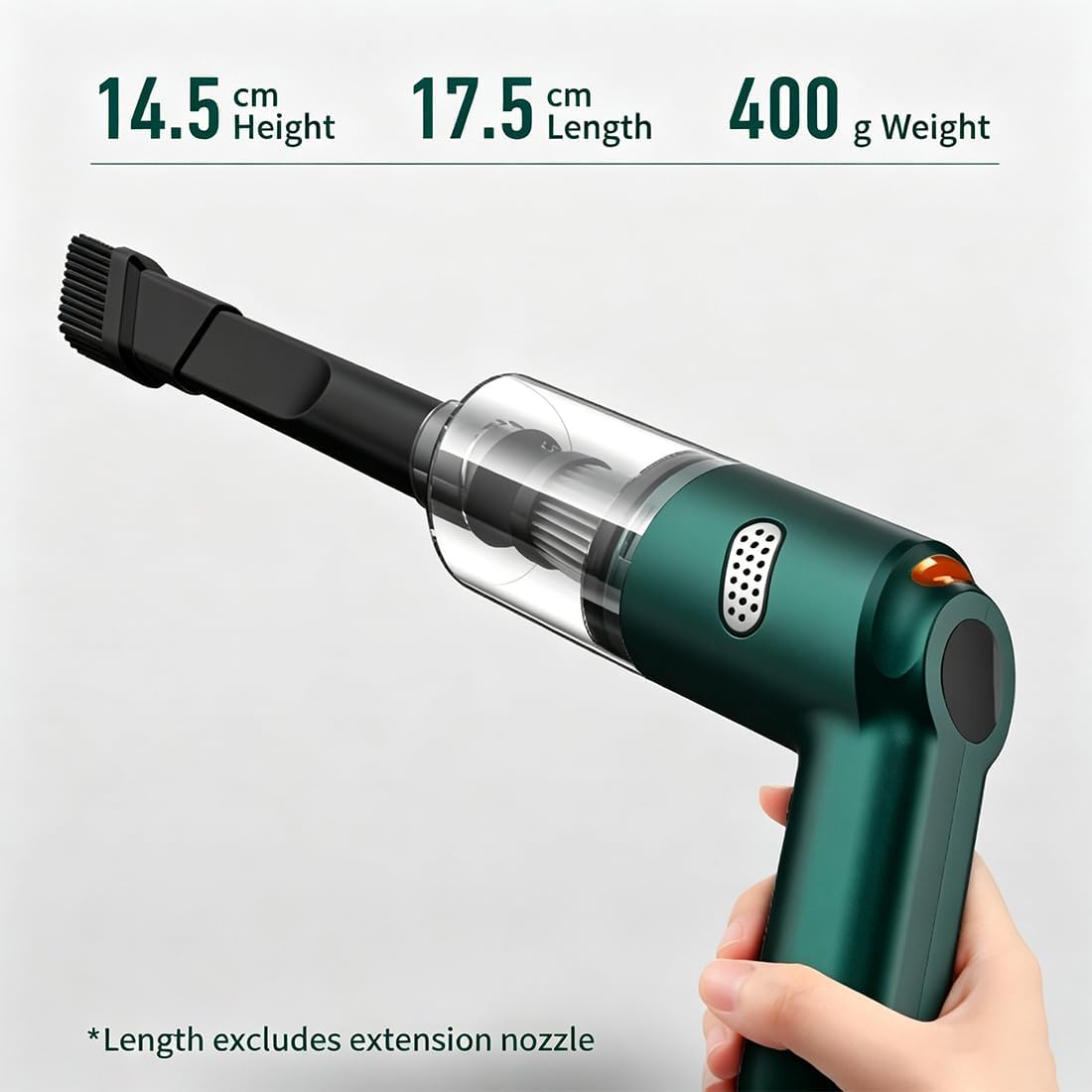 High-Power Cordless Vacuum Cleaner Kit for Car, 10000pa Mini Portable Handheld Vacuum Cleaner with Washable Filter, 4000mah Rechargeable Lightweight for Car, Home, Office, Pet Hair (Green-Deluxe)