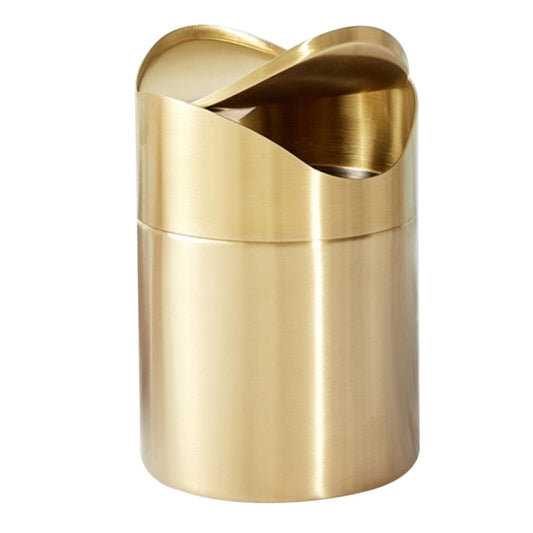 Toyvian Stainless Steel Garbage can with Lid Mini Desk Trash can for Office Bedroom Kitchen Car Small Countertop Waste Container Press Type Lid Compact Space Saving Design