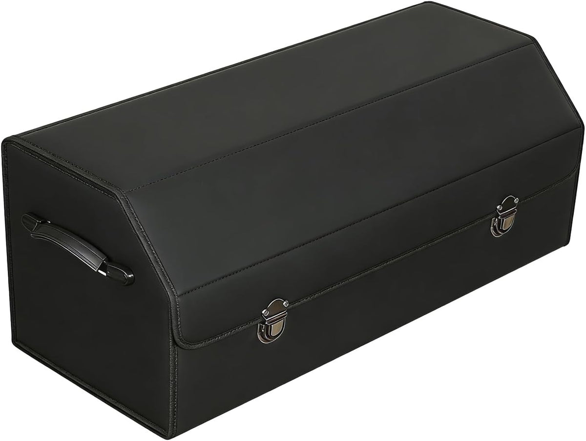 Car Trunk Organizer Leather Storage Box with Lid for Trunk SUV Sedan