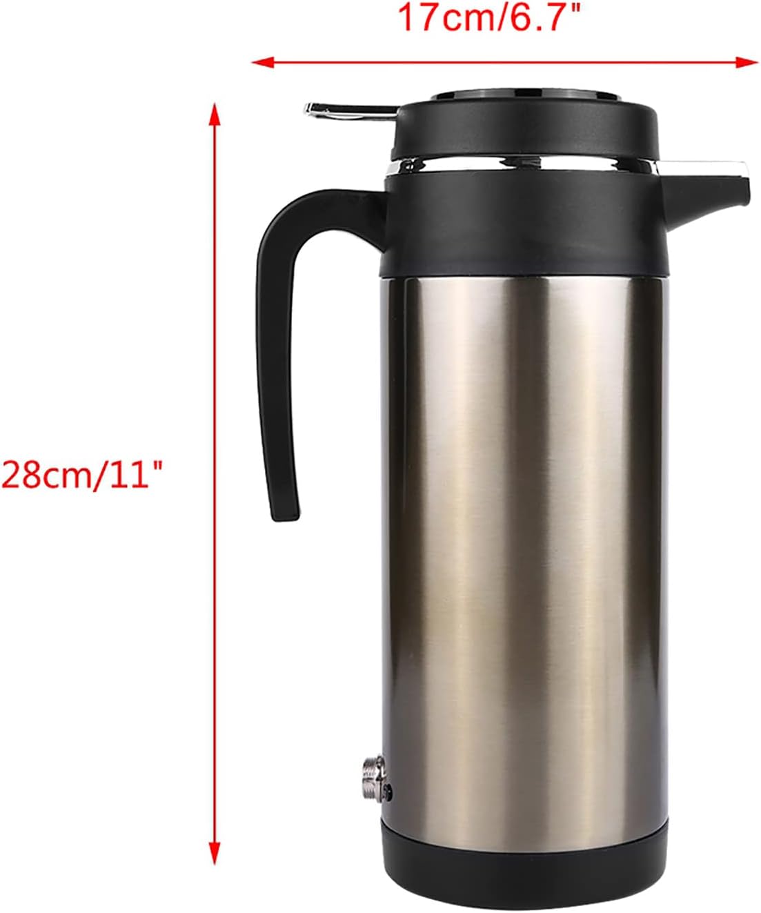 Acouto 12V Car Electric Kettle 1000ML Stainless Steel Car Electric In-car Kettle Travel Thermoses Heating Water Bottle Heating Cup