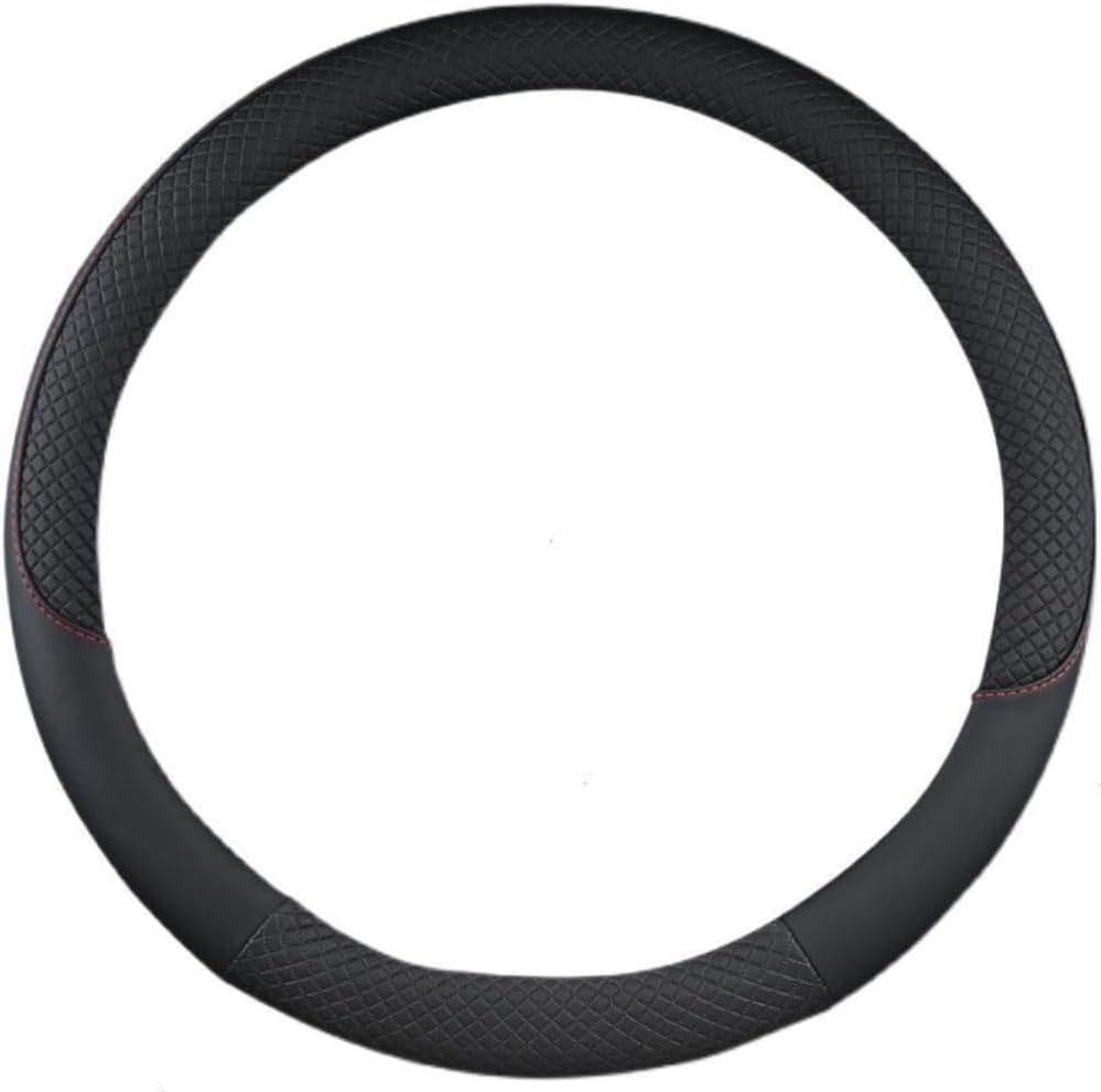 18 in Car Semi Truck Van Leather Steering Wheel Cover Grip Non Slip Durable Fits for Standard Class 8 Semi Trucks Big Rigs (17.7in-18in,Black)
