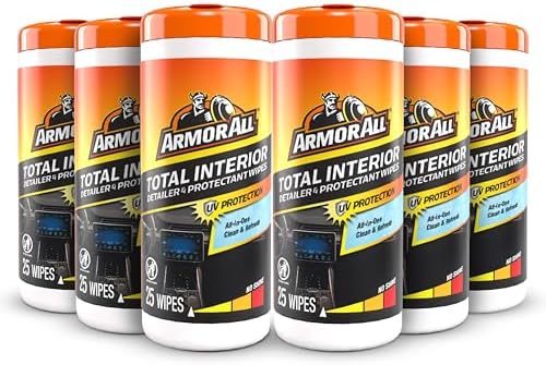 Armor All Total Interior Detailer and Protectant Wipes, 30 Count Canister | Car cleaner wipes for dashboards, consoles, seats, glass, and tech screens with Spring Air scent and no-shine finish