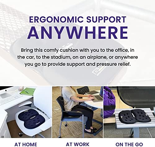 G Seat LITE Travel Gel Foam Cushion | Back Pain, Sciatica, Pressure Relief | Relieves Tailbone Discomfort, Promote Healthy Posture | Ergonomic Comfort | Car, Commute, Airplane and Travel - Gray