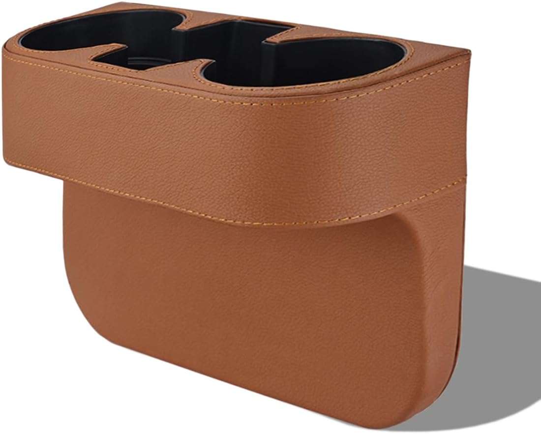 Car Cup Holder, PU Leather Car Seat Gap Filler Organizer Cup Drink Holder, Multifunctional Coin Bucket Cell Mobile Phone Holders, Auto Front Console Storage Box for Most Cars (Black)