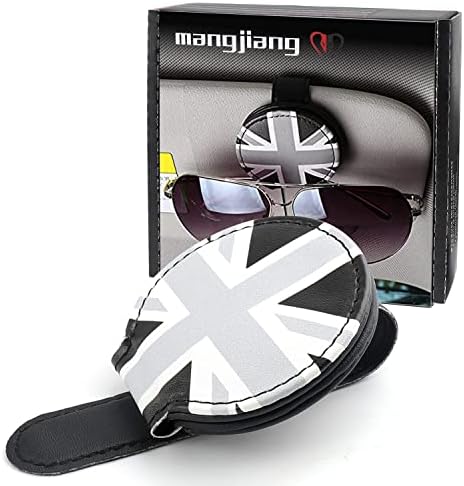 for Mini Cooper Universal Visor Car Glasses Sunglasses Holder Storage Fastener Portable Clip Vehicle Auto R55 R56 R60 F56 F55 F60 (Gray Union Jack)