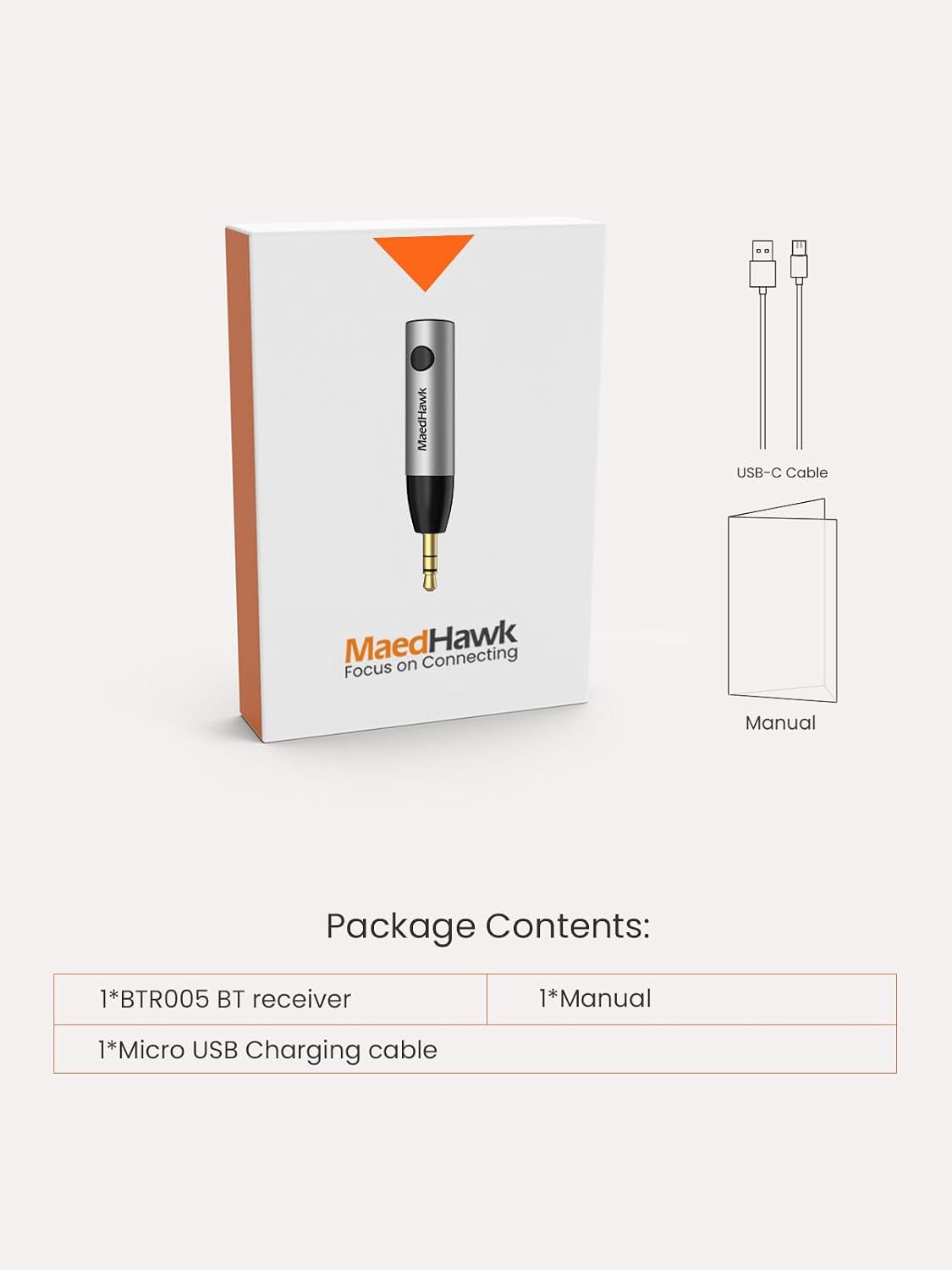 MaedHawk Bluetooth 5.4 Aux Receiver for Car