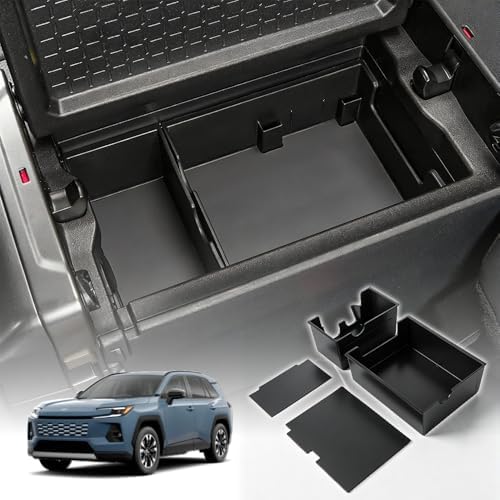 Center Console Organizer for RAV4 2025-2026 Car Storage Box,2026RAV4 Accessories ABS Center Console Organizer Storage Box,tray can expand the capacity of armrest box(Silicone pad)