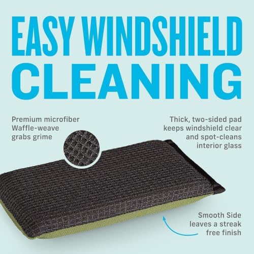 E-Cloth Windshield Haze Eraser - Interior Windshield & Car Window Cleaner Tool, Keeps Mirrors Clean, Spot Washes Inside Glass, Car Cleaning Supplies, Microfiber Sponge, Streak Free Finish - 2 Pack