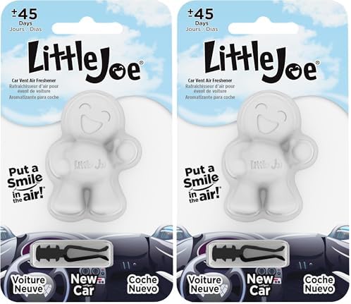 Little Joe 96401 New Car Scent Car Air Freshener Clips to A/C Air Vent Uses Alcohol-Free Fragrance Oil is Non-Hazardous and Non-Toxic Plastic, Pack of 2