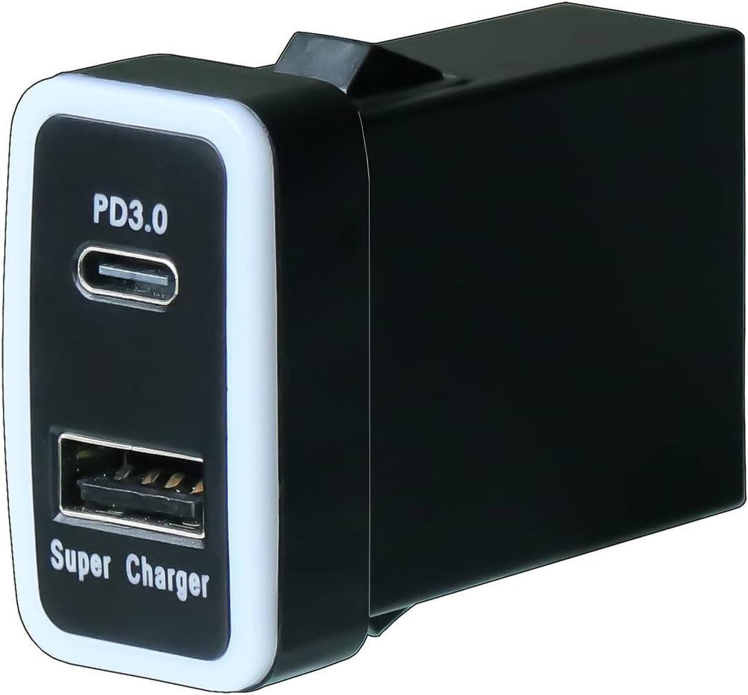 QC3.0 +PD3.0 USB Power Socket, 60W Output, Type C & Quick Charge 3.0 Car Charger USB Adapter for Smart Phone PDA iPad iPhone Android GPS Use for Toyota Vigo,Size 1.6"x0.9"x2.2" (Type B)