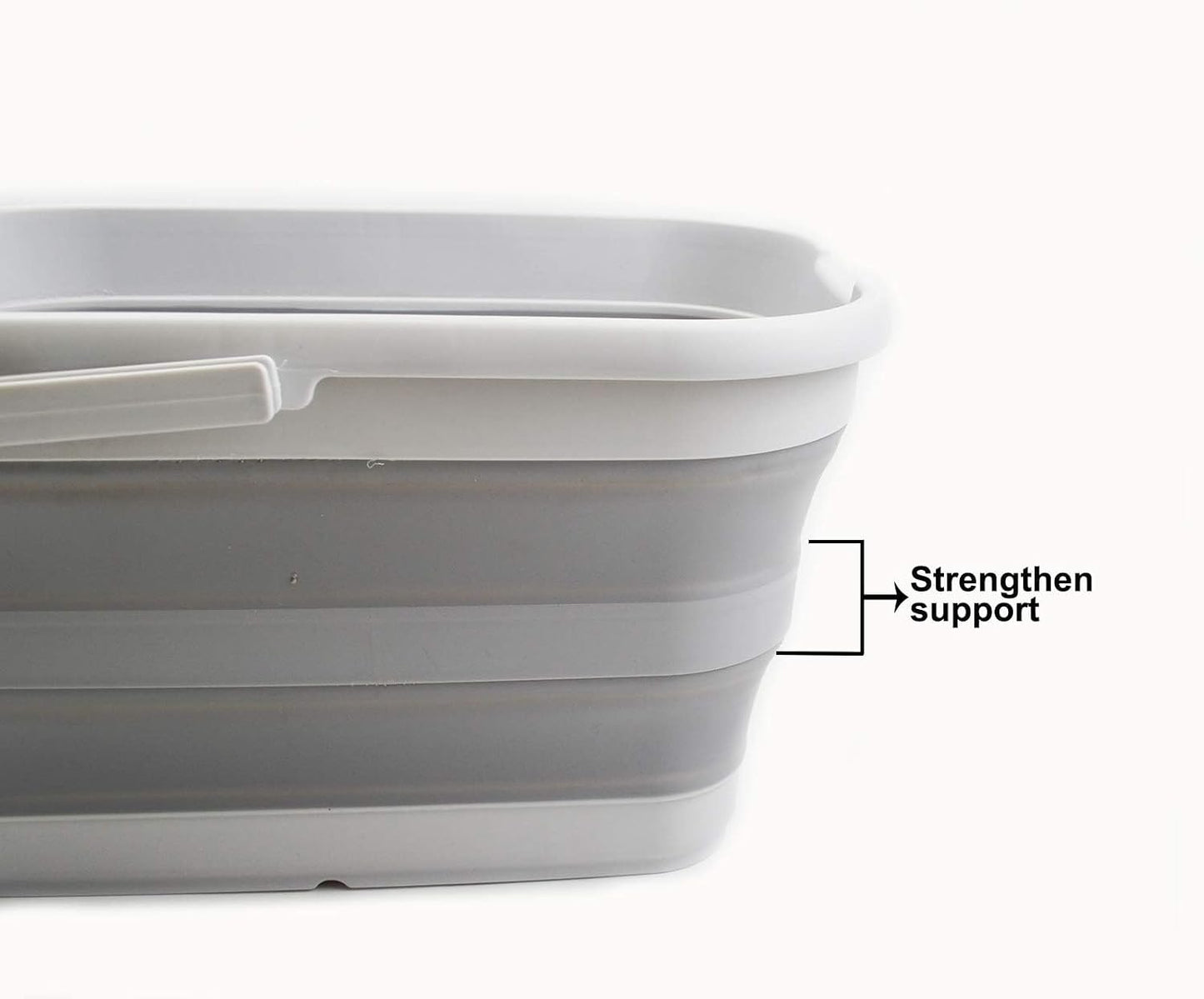 SAMMART 12L (3.17 Gallon) Collapsible Rectangular Handy Bucket, Mop Bucket for Window Cleaning, Foldable Tub with Handle for Car Washing, Space Saving Portable Plastic Organizer for Storage (1, Grey)