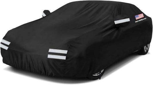 Sedan Car Cover Waterproof Heavy Duty All Weather Protection Dustproof, Snowproof, UV Protection Outdoor Full Car Covers for Automobiles Universal Fit Sedan, Car Cover Size 183''L x 70''W x 59''H