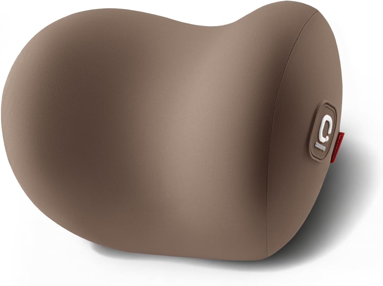 BEBAS Memory Foam Car Headrest Pillow - Breathable Neck Support Pillow for Driving, Universal Fit Cars/SUVs/Tesla/Toyota & Office Chair, Removable Cover (Brown, 4-Season)