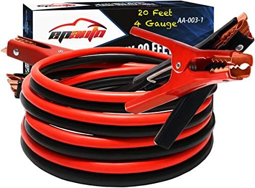 EPAuto 4 Gauge x 20 Ft Heavy Duty Jumper Cables Emergency Boost Kit Car/SUV