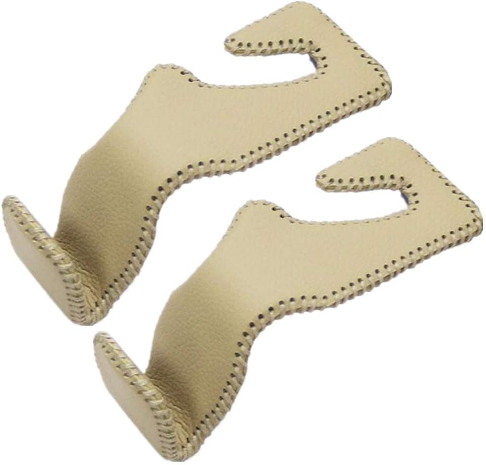 VCOROS Purse Hook for Car Leather & Stainless Universal Universal Car Vehicle Back Seat Headrest Hanger Holder Hooks for Bag Purse Cloth Drink Grocery 2 Pack(Brown 2#)