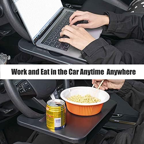 Double-use Steering Wheel Tray(14.5*11inch), Car Food Trays for Eating with Drinks Holder, Car Trays for Eating for Pad Laptop, Multipurpose Travel Car Accessories, Fits Most Vehicles Steering Wheels