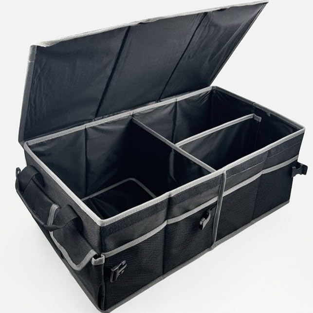 Collapsible Car Trunk Organizer, Foldable Cargo Storage Organizer for SUV, Car & Truck, Black