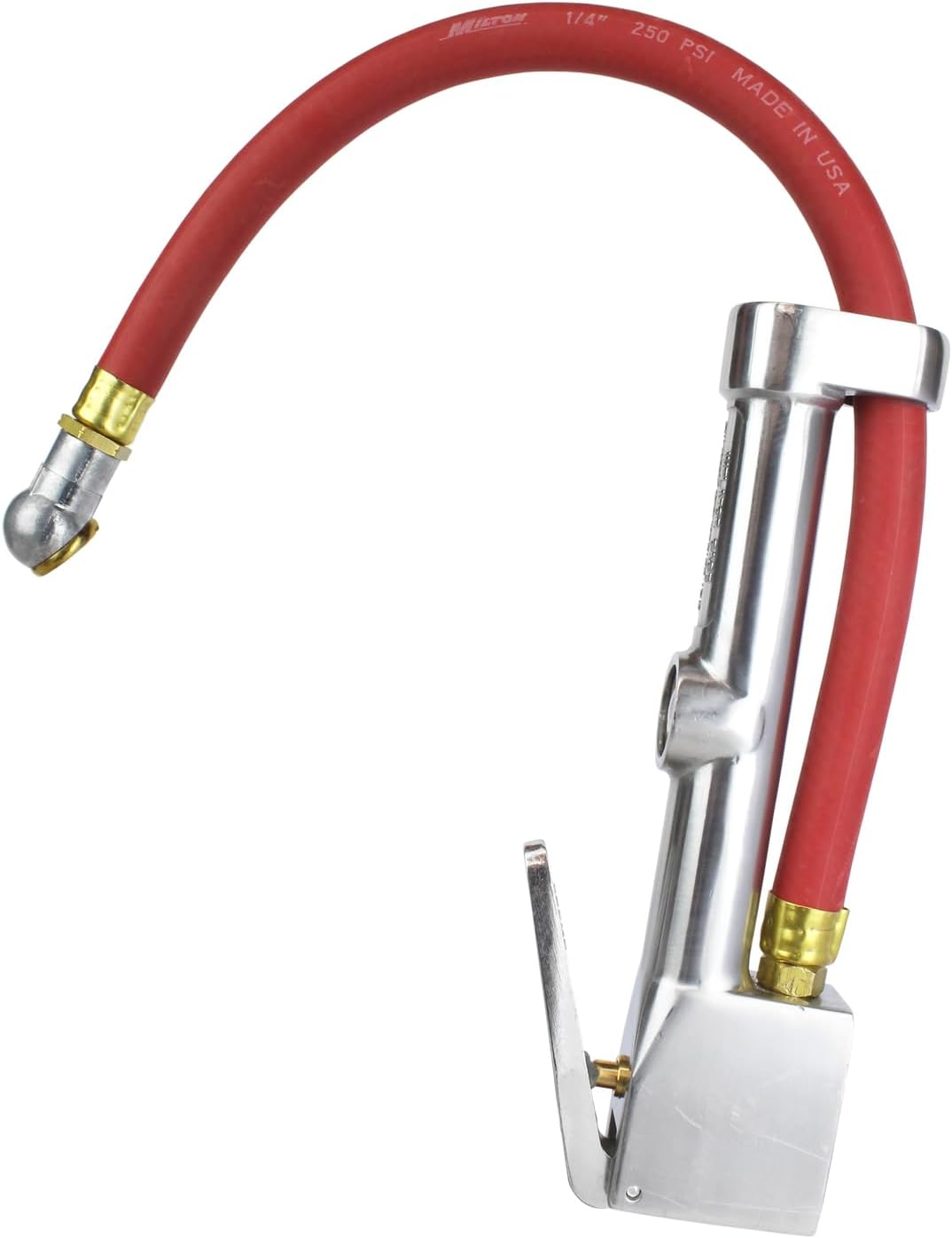 Milton S-505 Analog Tire Inflator with Pressure Gauge, 15" Hose Single Head Air Chuck, Made In USA 10-160 PSI