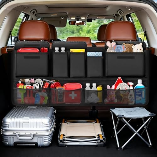 MoKo Trunk Organizer for SUV, Car Organizer with 10 Pockets Large Capacity & 3 Adjustable Straps for Easy Installation, Hanging Car Storage Universal Fit for Sedans, SUVs, MPVs, Trucks, 43.3 x 18.9in