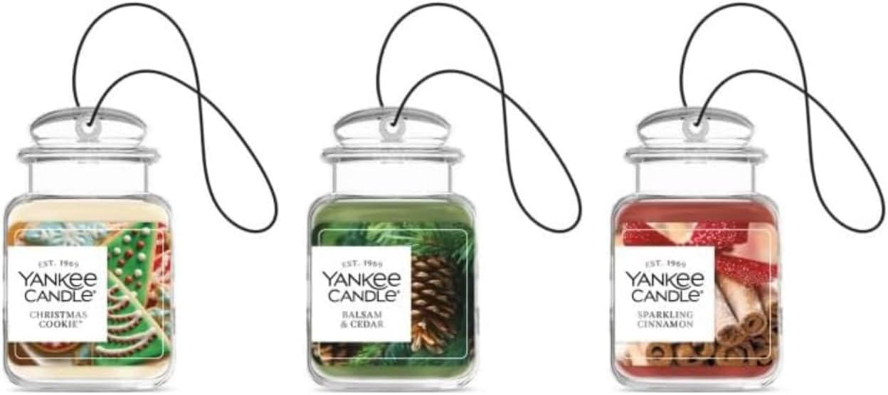 Yankee Candle Car Jar Ultimate Air Freshener, Long Lasting Car Fragrance, Coconut Beach, Lemon Lavender, Sage & Citrus, Wild Orchid (Variety Pack of 4)