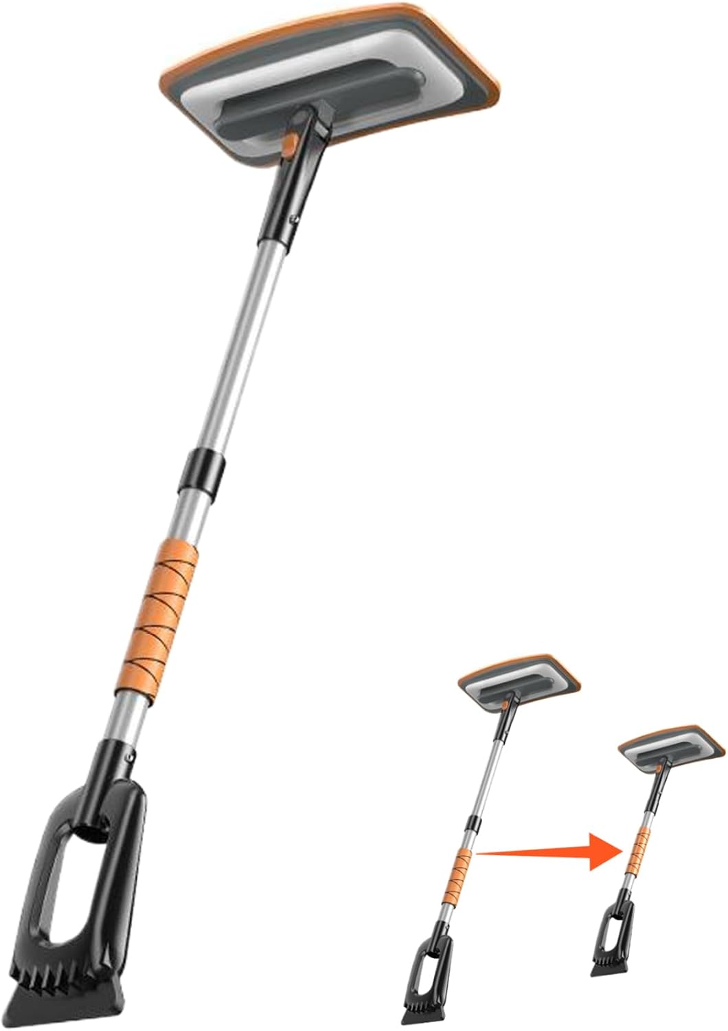 Car Snow Brush Extendable 360° Rotation Snow Brush with ABS Shovel Sponge Handle Lightweight Ergonomic Scraper for Car Vehicles Trucks SUVs Winter Ice Removal