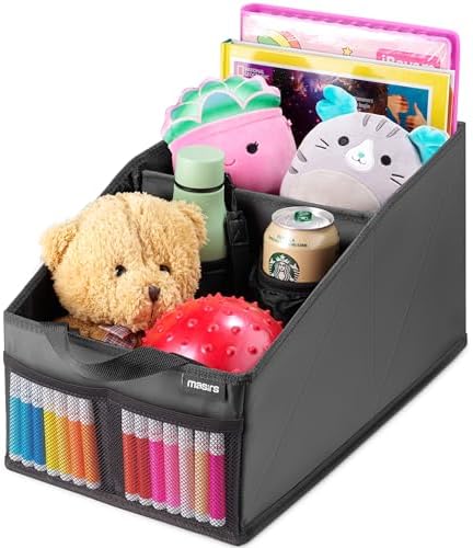 Masirs Back Seat Car Organizer, Neatly Organize Items While Traveling, Folds Flat for Easy Trunk Storage