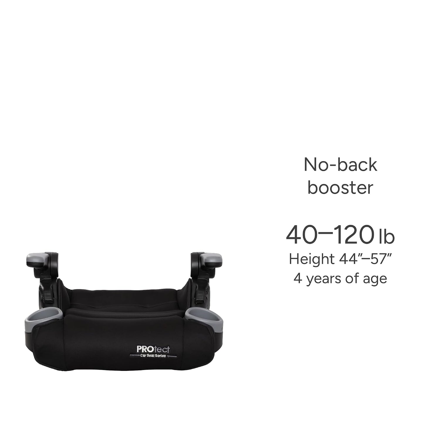Baby Trend Protect 2-in-1 Folding Booster Seat, Midnight Black – Fold-Flat Travel-Ready Design, Lightweight Build, Belt-Positioning Comfort