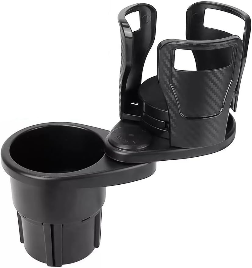 Car Cup Holder Expander for Audi A4 A5 & S5 RS5 2018-2022 2023 2024 2025, Multifunctional Dual Cup Mount with 360° Rotating Adjustable Carbon Fiber Texture Adapter