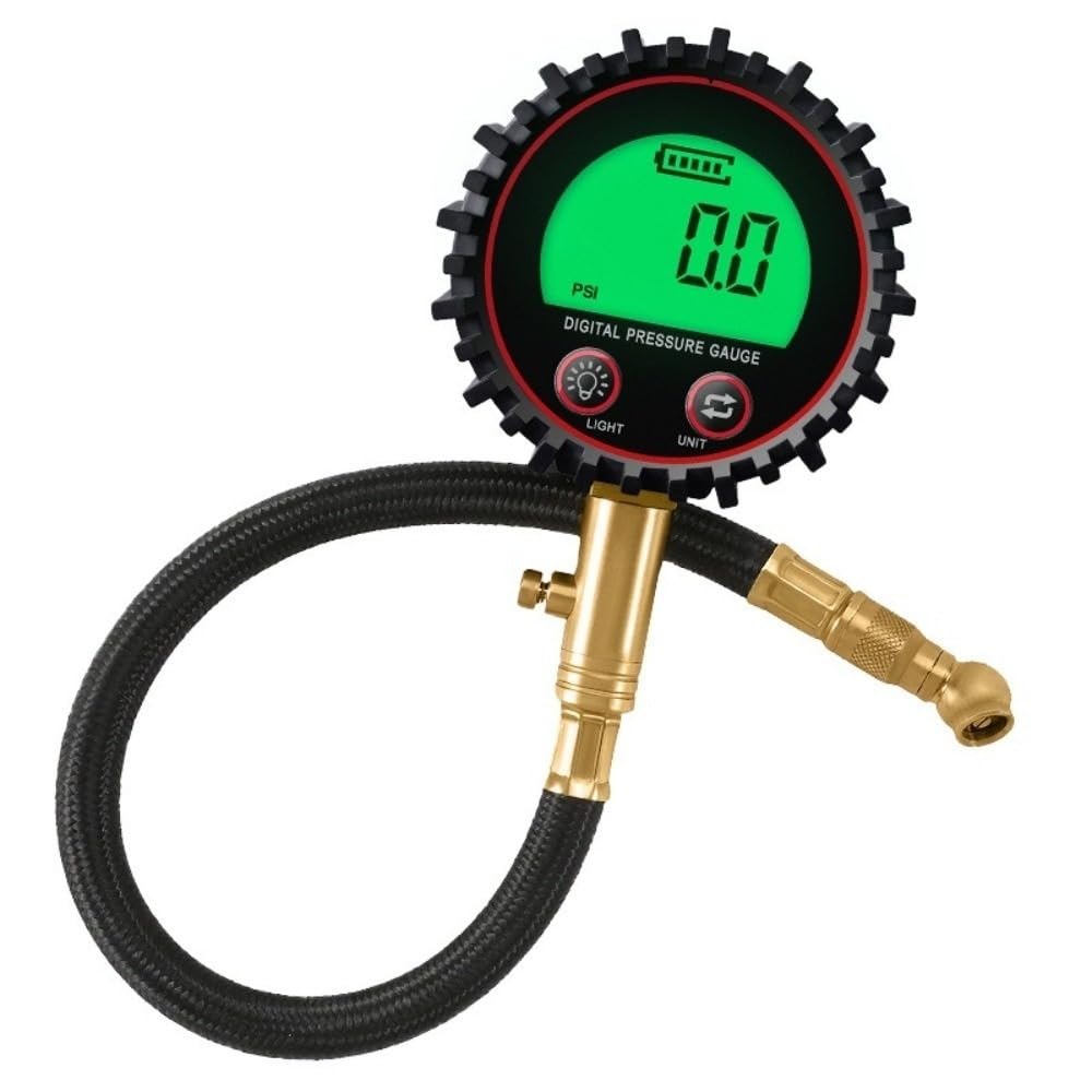 Digital Tire Pressure Gauge 0-200 PSI, 4-Unit Air Pressure Meter with Backlit LCD, Bleeder Valve, 360° Chuck for Car SUV Bike