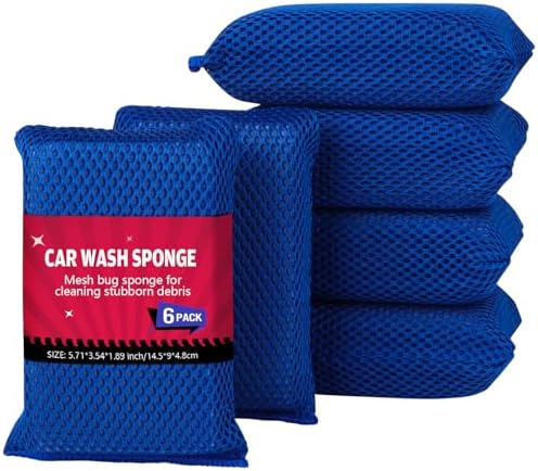 AIDEA Car Wash Sponge 6PK, Microfiber Large Bug and Tar Remover for Cars