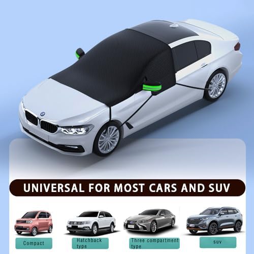 Large Car Windshield Cover for Ice and Snow,Automotive Windshield Snow Covers with Side Window & Rearview Mirror Protector,Winter Magnetic Windshield Frost Cover,Universal for Most Vehicle,Car,SUV