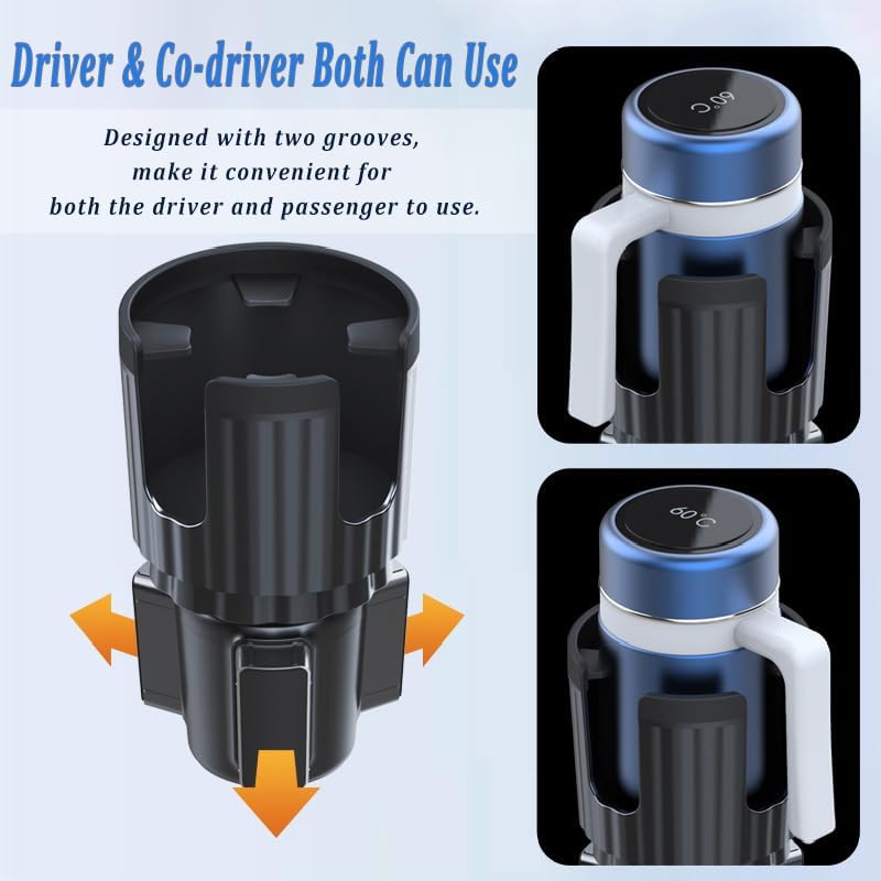 Cup Holder Expander with Phone Mount, Adjustable Cup Holder Cell Phone Car Mount for 16-40oz Tumbler Cup,Cupholder Extender Holder Stanley Cup Car Accessories