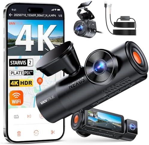 [Bundle-2 Items: Vantrue N4 Pro S 4K 3CH & Hardwire Kit] STARVIS 2, 4K+1080P+2.5K Front Inside Rear Dash Camera, Night Vision, 24Hrs Parking Mode, GPS, Wi-Fi Dash Cam