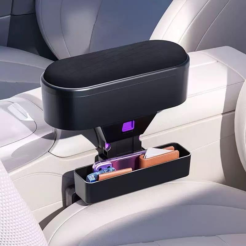 Car Armrest Storage Box, 4-Way Adjustable Seat Gap Filler Organizer