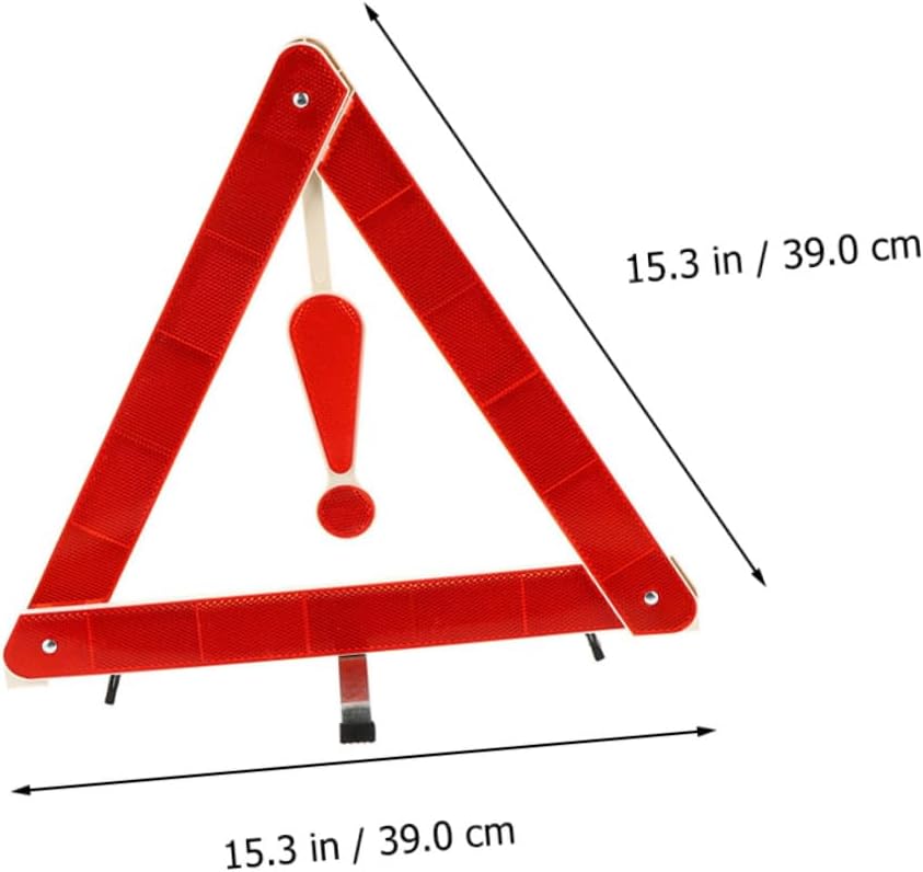 4pcs Triangle Warning Sign Kit Car Safety Reflective Tripod Easy to Store for Roadside Assistance Suitable for Trucks Trailers and Road Construction