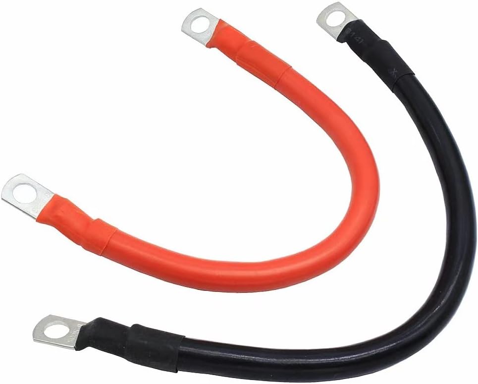 Battery Cables Set 4AWG 3.3 FT, 40-Inch Power cord Battery inverter jumper cables 40in with 3/8" Lugs Terminals (1 Positive & 1 Negtive) for Car Marine Solar ATV Lawn Mower RV Motorcycle