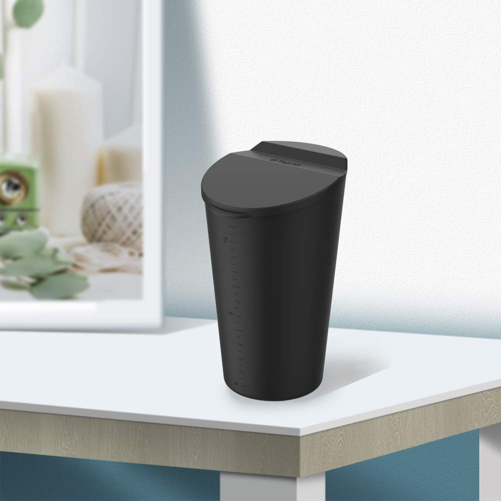 Silicone Trash Can with Lid - Car Cup Holder Trash Bin for Auto, Home, Office (Black)
