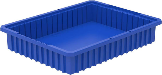 Akro-Mils 33224 Akro-Grid Plastic Slotted Dividable Modu Box Stackable Grid Storage Tote Container, (22-3/8-Inch L x 17-3/8-Inch W x 4-Inch H), (6 Pack), Blue