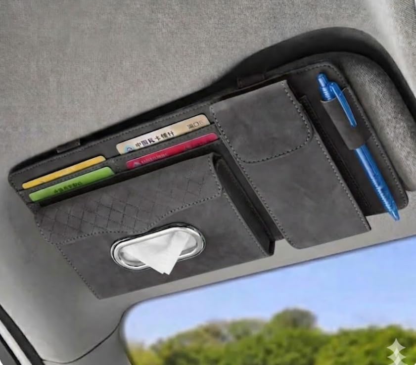 Multifunctional Car Visor Organizer (Suede leather - Gray)