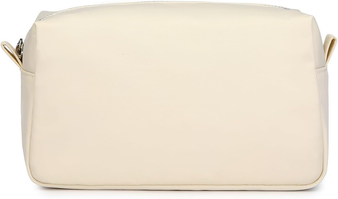 Travel Makeup Bag, Ring Clasp Wristlet Organizer (Creamy White)
