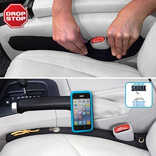 Drop Stop The Original Car Seat Gap Filler - Set of 2 (Pad + LED Light) | Car Accessories for Men & Women, Between Seats Console Organizer, Patented, As Seen On Shark Tank