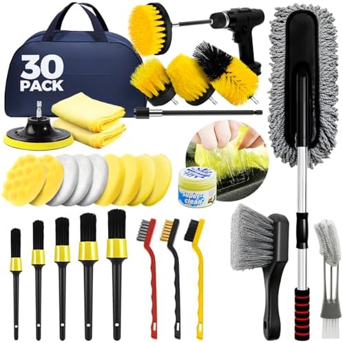 ALFLOD 30Pcs Car Detailing Kit for Interior, Exterior and Wheel Cleaning