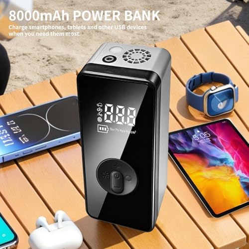 Jump Starter with Air Compressor,14.8V 8000A Peak Portable Car Battery Jump Starter Jump Box,150PSI Car Air Pump Tire Inflator Battery Charger with LED Light, LCD Display