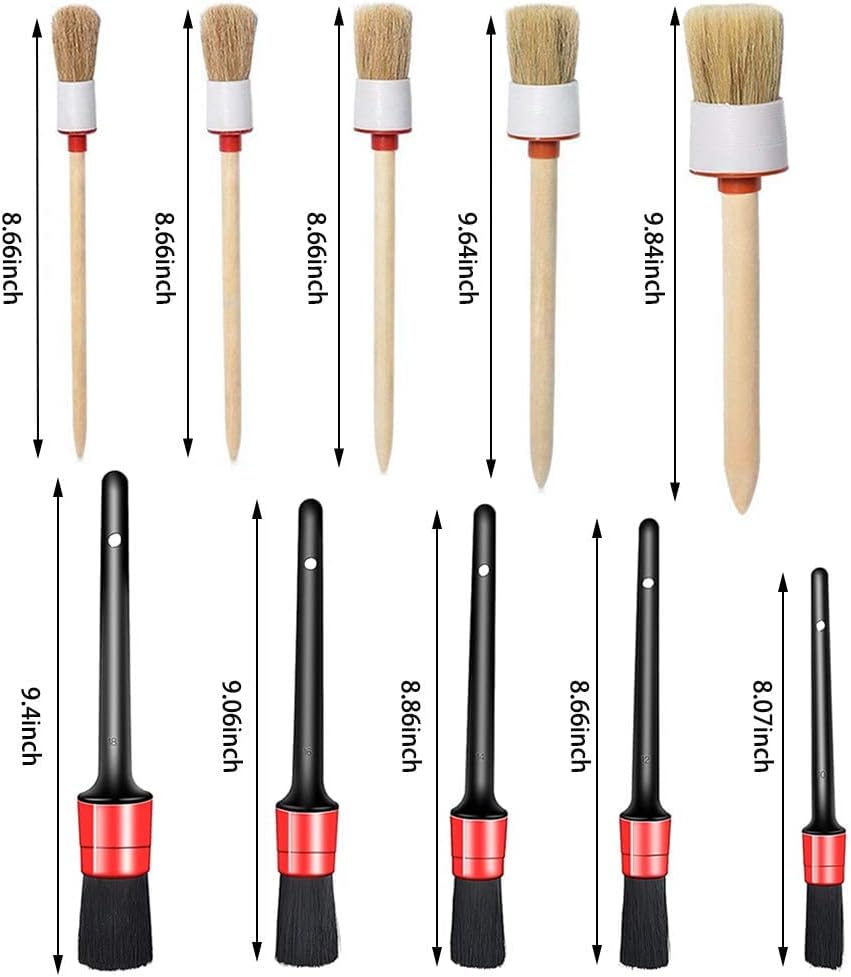 10PCS Car Auto Detailing Brushes Set Interior & Exterior Cleaner
