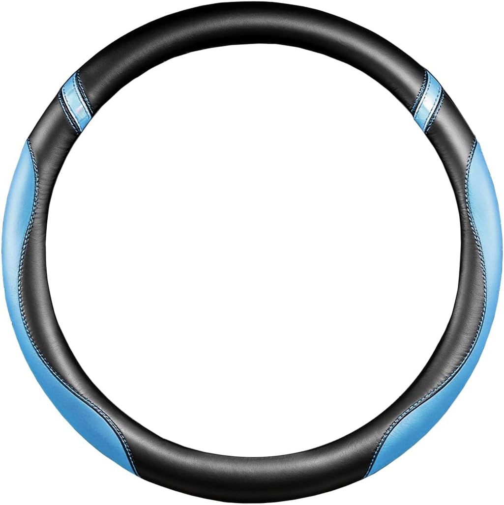 Car Steering Wheel Cover, Breathable Non-Slip Leather Car Steering Wheel Decorative Wrap, Comfortable Auto Interior Wheels Protector Accessories for Cars, SUVs, Trucks (Blue)