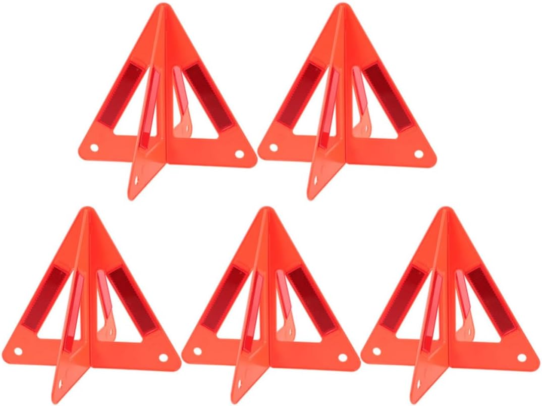 5pcs Red Plastic Roadside Warning Triangle for Vehicle Safety