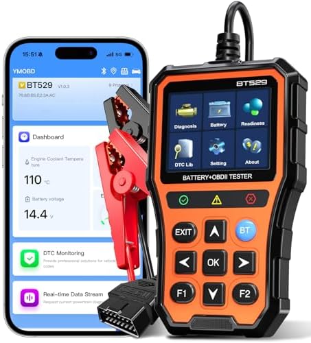 BT529 Bluetooth OBD2 Scanner & Car Battery Tester, 2-in-1 Diagnostic Tool