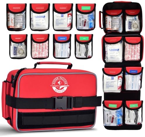 Waterproof First Aid Kit 418Pcs for Car Home Outdoor Emergency Survival | Color-Coded Organized Pockets, Dual-Handle Design; Waterproof Material for Car Home Hiking Backpacking and Daily Emergencies