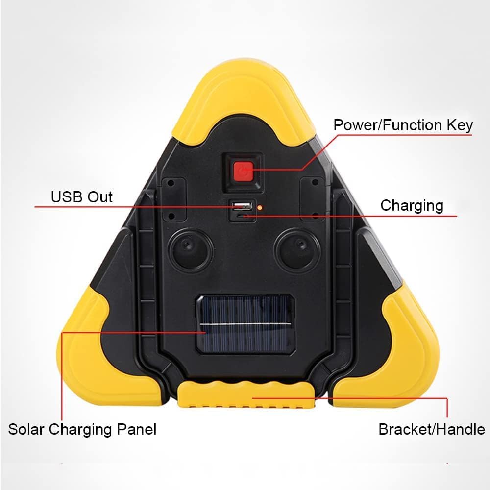 2Pcs LED Emergency Triangle Solar Charging Safety Triangle 5 Mode
